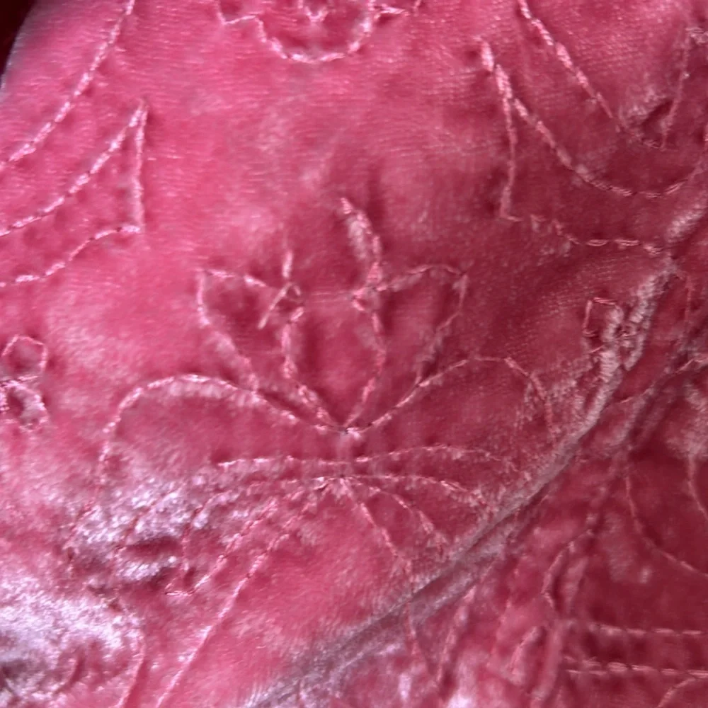 Vintage Old Navy Girls Pink Velvet Embroidered Blazer w/Bow Pockets Split Cuff L